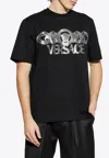 Versace Black T-shirt With Medusa Head Logo Print On The Front In Cotton Man In Black