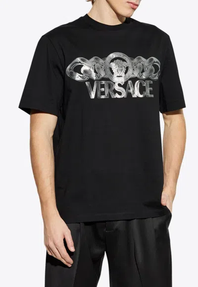 VERSACE MEDUSA ON CHAIN PRINT CREWNECK T-SHIRT