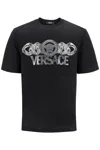 Versace Black T-shirt With Medusa Head Logo Print On The Front In Cotton Man In Blackprint