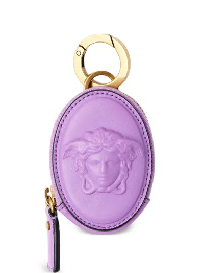 Versace Medusa Oval Coin Purse In Purple