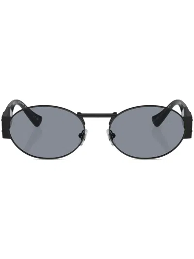 Versace Lunettes De Soleil Ovales Medusa Deco In Noir
