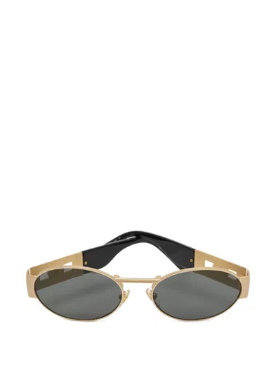 Pre-owned Versace Medusa Oval Sunglasses In Gold