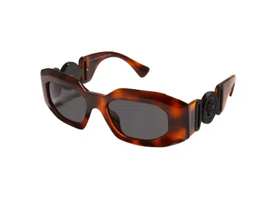 Pre-owned Versace Medusa Oval Sunglasses In Black/tortoise (4424/u)