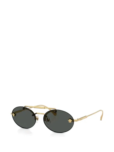 Versace Medusa Oval-frame Sunglasses In Gold