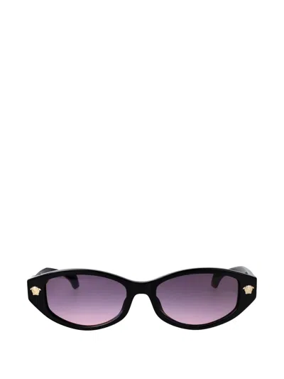Versace Medusa Oval-frame Sunglasses In Black