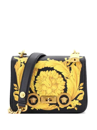 Pre-owned Versace Medusa Padlock Icon Flap Bag Printed Leather Small Shoulder Bag In Multi