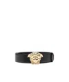 Versace La Medusa Leather Belt Man Belt Black Size 39.5 Calfskin In Black