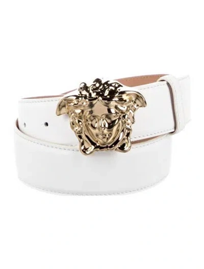 Pre-owned Versace Medusa Palazzo Medusa Insignia Belt In White