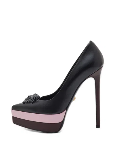Pre-owned Versace Medusa Palazzo Platform Pumps In Black