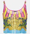 Versace Medusa Palm Springs Plissé Crop Top In Multicolor