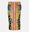 Versace Medusa Palm Springs Plissé Midi Skirt In Multicolor