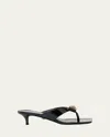 Versace Gianni Ribbon Thong Mules In Black  Gold