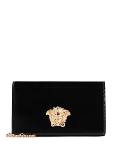 Versace Medusa Patent-leather Clutch Bag In Black