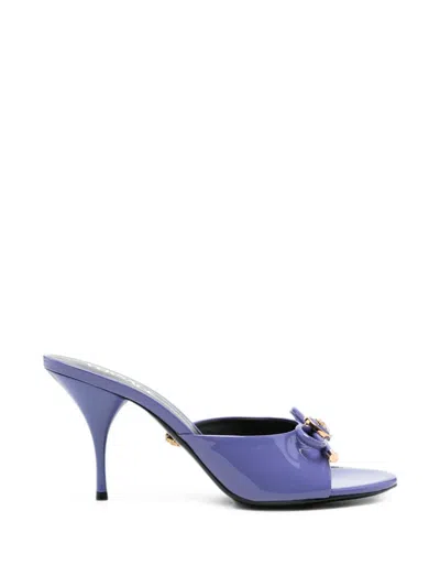 Versace Medusa Patent Leather Mules In Purple