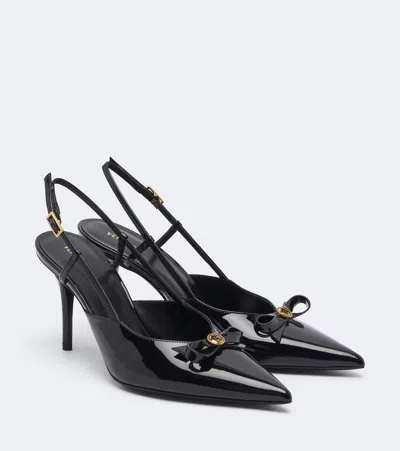 Versace Medusa Patent Leather Slingback Pumps In Black