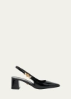 Versace Medusa Patent Slingback Pumps In Black- Gol