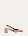 Versace Embellished Patent-leather Slingback Pumps In Blush- Gold