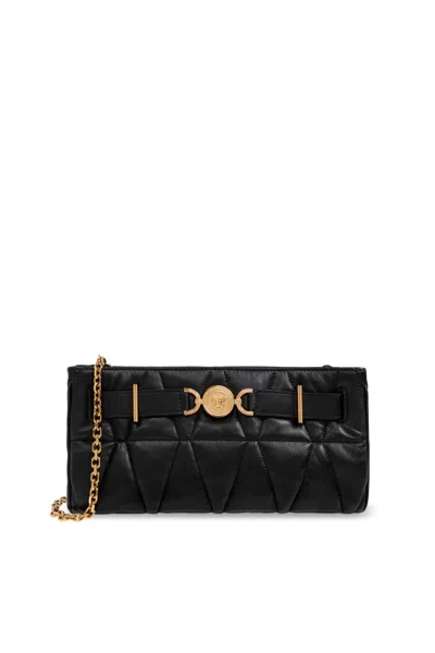 Versace Medusa Pattern Shoulder Bag In Black