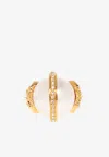 Versace Medusa Imitation Pearl Ring In White