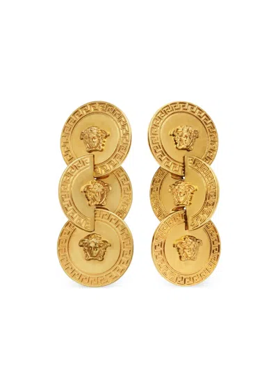 Versace Medusa Pendant Drop Earrings In Gold