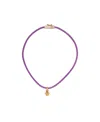Versace Medusa Pendant Leather Necklace In Purple