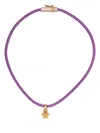 Versace Medusa Pendant Leather Necklace In Violett