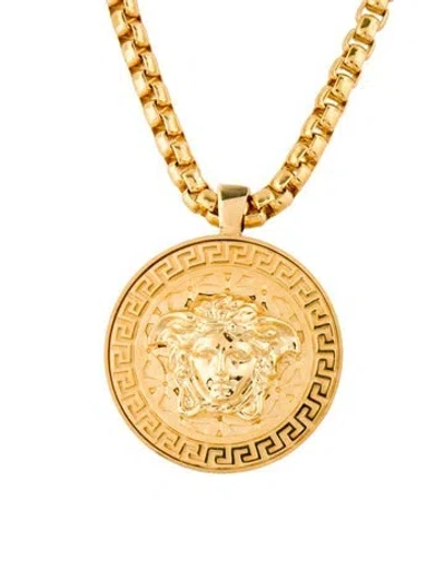 Pre-owned Versace Medusa Pendant Necklace, 25.5" In Multi