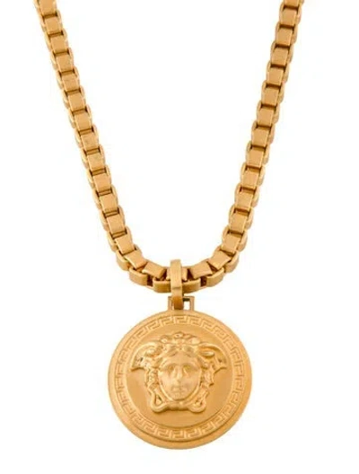 Pre-owned Versace Medusa Pendant Necklace, 26" In Multi