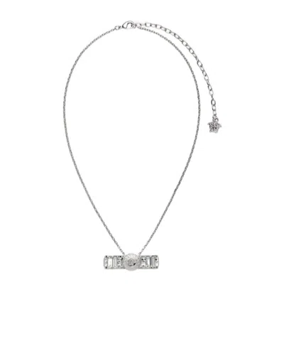Versace Medusa-pendant Necklace In Gray