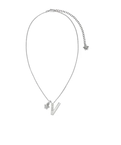VERSACE VERSACE LOGO-ENGRAVED CHARM NECKLACE