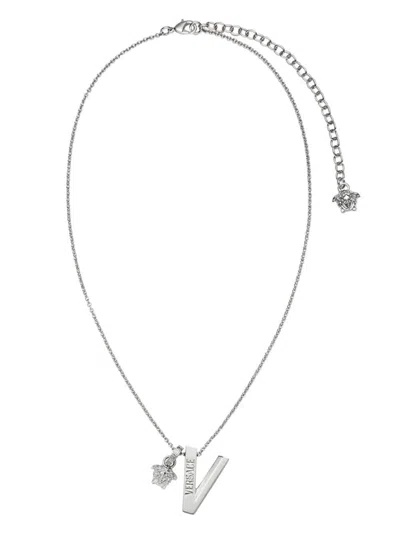 Versace Medusa Pendant Necklace In Gray