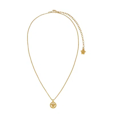 Versace Medusa Pendant Necklace In Yellow