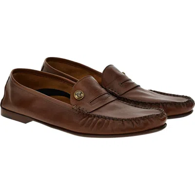 Versace Medusa Penny Loafer In Brown