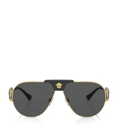Versace Medusa Pilot Sunglasses In Gold