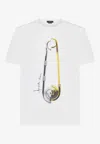 Versace Biggie Coin Safety Pin Cotton Graphic Tee In White