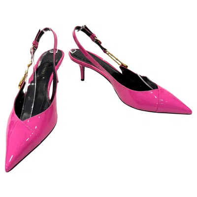 Pre-owned Versace Medusa Pink Patent Leather Slingback Pumps Size 39