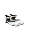 Versace Metallic Leather Ballet Flats In Silver