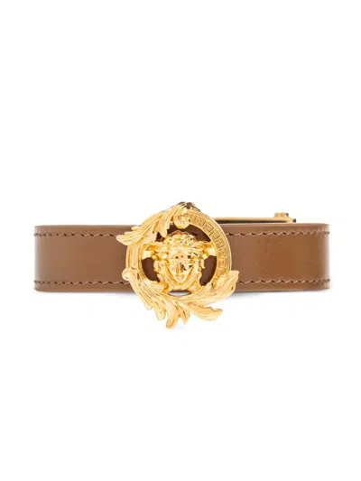Versace Medusa-plaque Bracelet In Brown