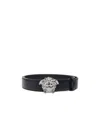 Versace Medusa Head Gold-toned Buckle Leather Belt In Black