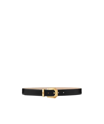 Versace Medusa-plaque Buckle Leather Belt In Black