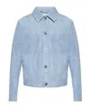 Versace Medusa-plaque Button-up Jacket In Blue