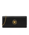 Versace Medusa-plaque Calfskin Shoulder Bag In Black
