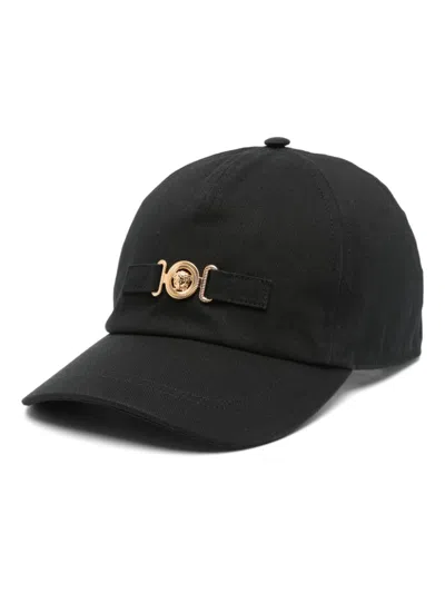Versace Medusa Biggie Cotton Drill Adjustable Baseball Cap In Black