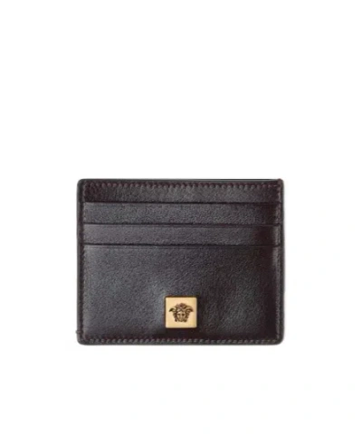 Versace Medusa Plaque Card Holder In Black