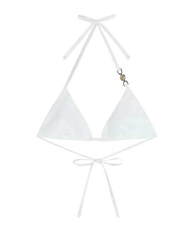 Versace Medusa-plaque Chain-detail Bikini Top In White