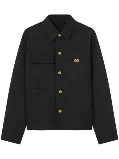 Versace Medusa-plaque Cotton Jacket In Black