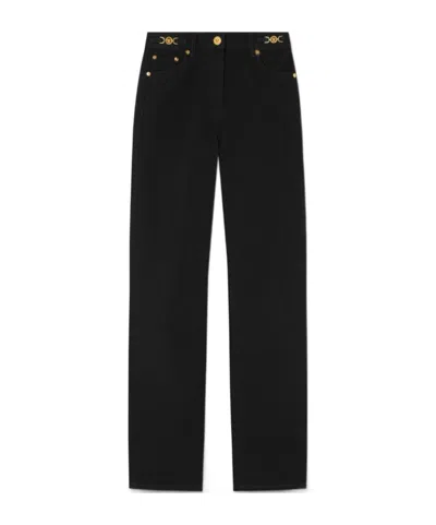 VERSACE VERSACE MEDUSA '95 LOGO-PATCH STRAIGHT-LEG JEANS