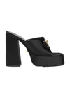 Versace Black Medusa '95 Satin Heeled Sandals In Black