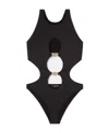 Versace Swim One-piece Lycra Vita Recycled Greek Chain In Black