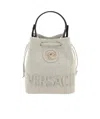 Versace Medusa-plaque Drawstring Bucket Bag In Nude